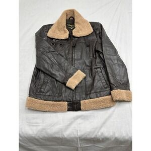 Men's Leather And Soul Leather Jacket With Patch Work Pattern Size M